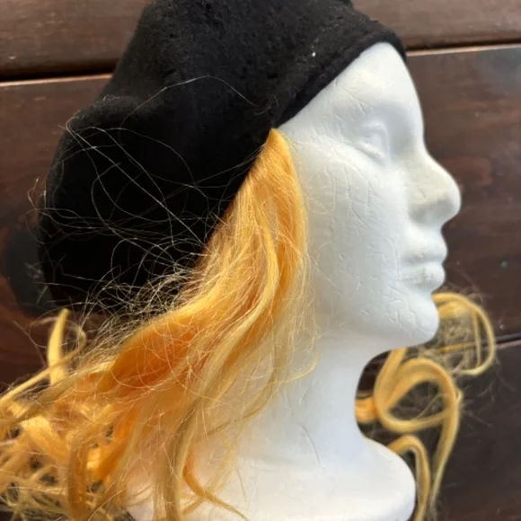 Vintage French Beret Wool Hat with Attached Wig - Picture 5 of 8